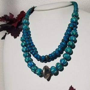 Classic Blue Beaded Necklace